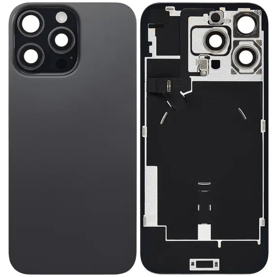 Old Grade A ,Back Glass with Wireless NFC Charging Flex and Flashlight Flex Cable For iPhone 16 Pro Max,Black