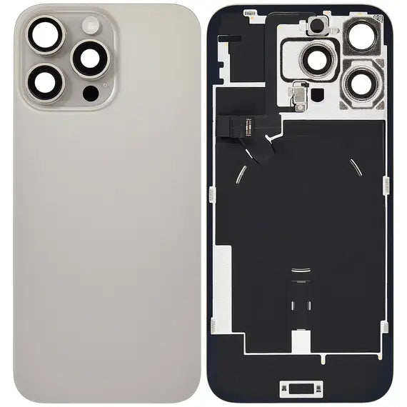 USED Grade A ,Back Glass with Wireless NFC Charging Flex and Flashlight Flex Cable For iPhone 16 Pro Max,Natural Titanium
