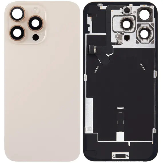 USED Grade A ,Back Glass with Wireless NFC Charging Flex and Flashlight Flex Cable For iPhone 16 Pro Max,Desert Titanium
